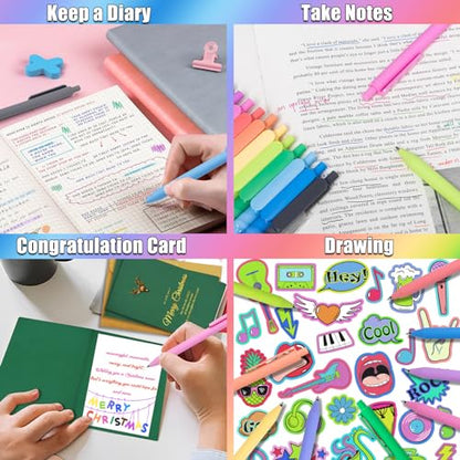 Drawdart Gel Pens 12 Colors Retractable Quick Dry Ink Pens Fine Point 0.7mm, Smoooth Writing Pens Multicolor for Journaling, Drawing, Doodling, and Note Taking, Multicolor, 12-Count