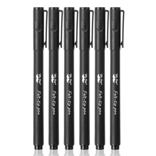 Mr. Pen- Black Felt Tip Pens, Fine Point, 6 Pack, Fast Drying, No Smear | Bible Journaling Pens No Bleed-Through for Planners, Sketching, Writing - color: Black, size: Pack of 6