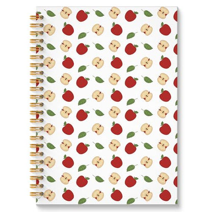 Apple Fruit Spiral Notebook, Fruit Lover Gifts Journal, Cute Aesthetic Apples Fruits Botanical Hardcover Notebook Journal, 5.5x8.3 Inch - color: Apple