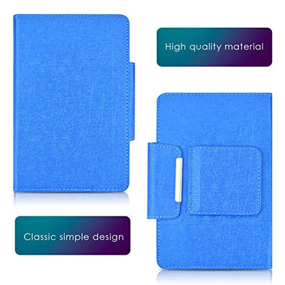 DETUOSI Universal 8.0 inch Android Tablet Case with Keyboard, Removable Wireless Bluetooth Keyboard + PU Leather Folio Book Cover + Stand, Travel Portable Sleeve for iOS/Android/Windows System Tablet - color: Blue Case + Black Keyboard