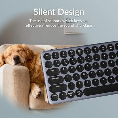 Keychron B3 Pro 75% Ultra-Slim Wireless Keyboard, 2.4GHz, Bluetooth 5.2 / Wired USB Connection, Lightweight Design, Portable Silent White Bluetooth Keyboard for Mac Windows Linux Tablet Phone - color: Gray