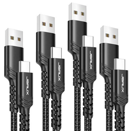 JSAUX USB to USB C Cable 4-Pack (10ft+6.6ft+3.3ft+3.3ft), Black | USB C Cable Fast Charging, USB Type C Charger Cord for iPhone 17 16 Pro Max, Samsung Galaxy, iPad - color: Black, size: 3.3ft+3.3ft+6.6ft+10ft
