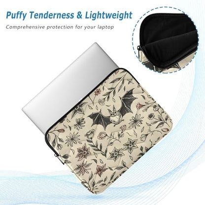 Cute 13 Inch Goth Bat Flowers Laptop Sleeve - Waterproof Computer Cover Bag for Women & Men - color: Goth Bat Flowers 01