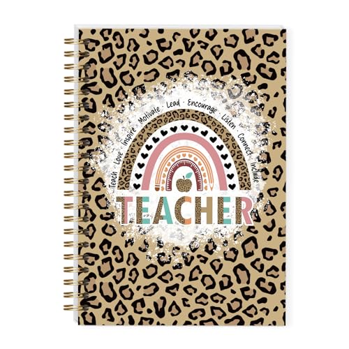 LRVSYUIN Leopard Teacher Spiral Notebooks, Teacher Journal for Back to School Classroom Supplies, Teachers Appreciation Gift for Graduation Retirement (B06) - style: Leopard Teacher