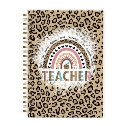 LRVSYUIN Leopard Teacher Spiral Notebooks, Teacher Journal for Back to School Classroom Supplies, Teachers Appreciation Gift for Graduation Retirement (B06) - style: Leopard Teacher
