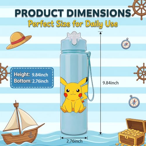 Cartoon Huntrix Water Bottle for Girls, 25oz Leak Proof with Straw Lid, Gifts for Girls (Pokee) - color: Pokee