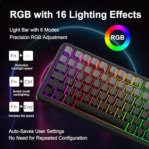 CORE V1 RGB Mechanical Keyboard, 82 Keys Tri-Mode Wireless - color: Volcanic Ash