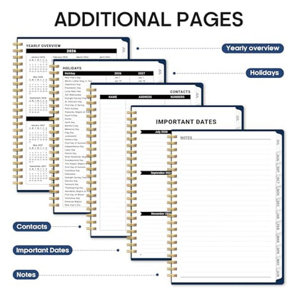 Planner 2026-2027, Academic Year Weekly and Monthly Calender Planner, from Jul 2026 - Jun 2027, Spiral Bound School Planning Book, Perfect for Teacher, Student, Women & Men, A5 (6.3" x 8.5"), Ocean Postmarks - color: X-Ocean Postmarks, size: (6.3"x8.5")a5