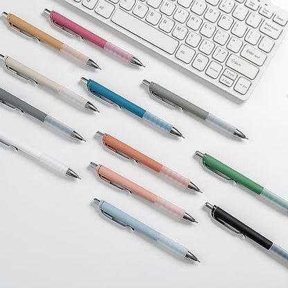 Linbsunne Ballpoint Pens Black Medium Point 1mm Pen with Super Soft Grip Ball Point Pen for Men Women Retractable Pens (silver-12 pcs) - color: silver-12 pcs