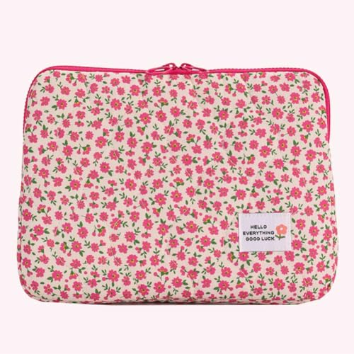 Laptop Bag for 13 14 Inch Notebook, Water-Resistant Briefcase Style Carry Case with Soft Padded Protection, Shockproof Zippered Computer Sleeve for Mac-Book Air/Pro, Business & Travel - color: Pink Flower