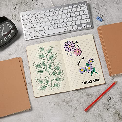 24 Pack College Ruled Notebook & Journal Bulk, Kraft Cover, Line Thick Paper, A5 Size, 5.5x8.3 inch, 60 Pages, Small Subject Note Pad Planner Set for Women Men Kids Traveler Student Office - color: Yellow, style: Yellow-24-Line