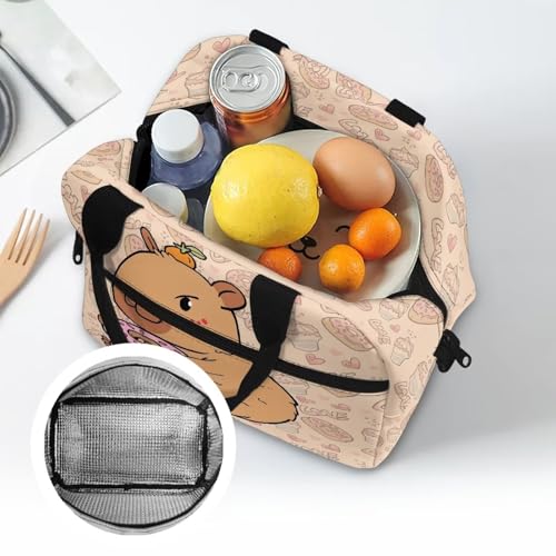 Cute Capybara Preschool Lunch Box Kids 4-6 Donut Simple Modern Lunch Box for Girls 6-8 Kindergarten Meal Bag Elementary School Toddler Students Children Lightweight Adjustable Shoulder Strap - color: Donut Cute Kapybara