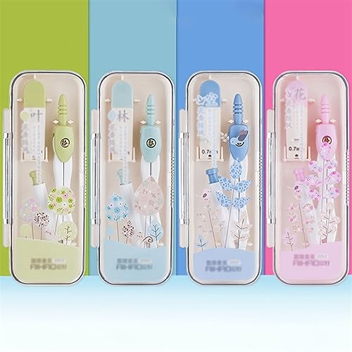 Compass Set Metal Drawing Compass with 0.7mm Lead Refill Math Geometry Tools Circles School Supplies Cute Stationery Set Students Math Geometry Kit Set (Color : D)