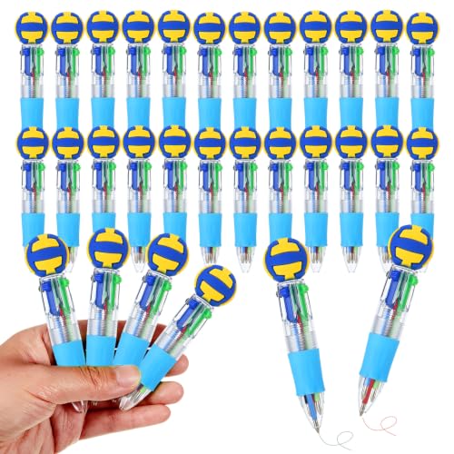 Volleyball Party Favors Volleyball Pens Mini Multicolor Pen in One Cute Fun 4-in-1 Pens Bulk Cool Ballpoint Pen for Birthday Gifts Teacher Supplies (Volleyball, 24) - style: Volleyball
