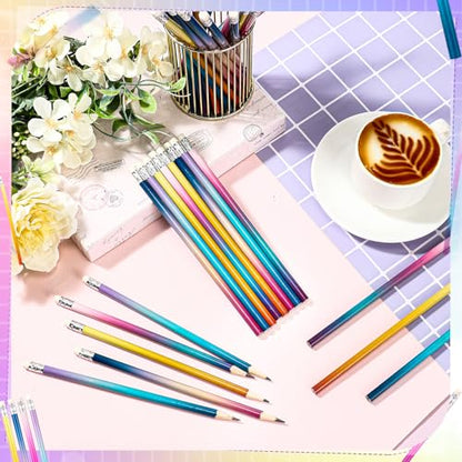 Teling 48 Pcs Mlp Pencils Theme Party Favors Fun Pencils in Bulk with Eraser Wooden Number 2 Graphite for Students Back to School Gifts Classroom Birthday Supplies - style: Bright