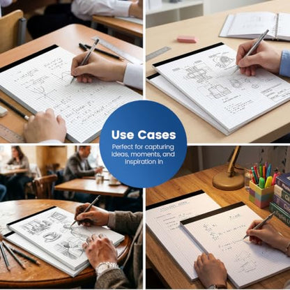 BOOKNOW Graph Paper Legal Pad 2-Pack, 8.5"x11", 4x4 Quad Ruled, 100 Sheets | White 65gsm Paper, Perforated Top Edge, Bleed-Resistant FSC Paper, for Back to School, Office, Math, Drafting, Drawing