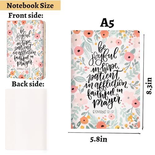 Cute flower Christian Hard Shell Journal Notebook, Bible Verse Gifts for Women, College Ruled Notebook, Inspirational Hardcover Notebooks, Journals for Writing Planner Note Taking 200 Sheets - color: Multi 1154