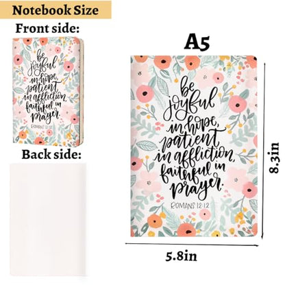 Cute flower Christian Hard Shell Journal Notebook, Bible Verse Gifts for Women, College Ruled Notebook, Inspirational Hardcover Notebooks, Journals for Writing Planner Note Taking 200 Sheets - color: Multi 1154