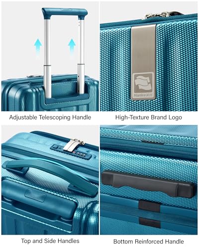 Hanke 26 Inch Expandable Luggage Top Opening Checked Bag Luggage Hard Shell Suitcases with Wheels Lightweight Travel Luggage Heavy Duty Luggage Suitcase with Lock for Woman Men-Caribbean Blue - color: Caribbean Blue, size: 26 Inch Expandable