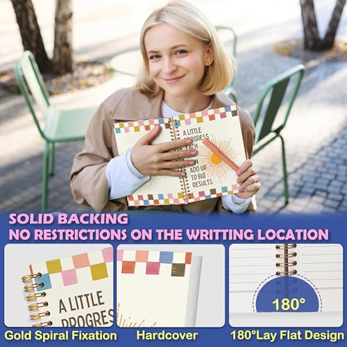 Retro Boho Sunshine Inspirational Checkered Spiral Notebook 5.5 x 8.3 for Work Study, Motivational Sun Sunburst Checkered Hardcover Notebook Journal for Women - color: Boho Motivational Sun