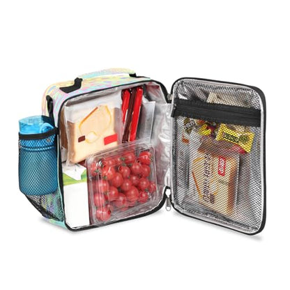 Pardick Rainbow Leopard Kids Lunch Bag Colorful Leopard Skin Insulated Lunch Box Mini Cooler Back to School Thermal Meal Tote Kit Bento Tote Bags Lunchbox for Boys Girls - color: Rainbow Leopard