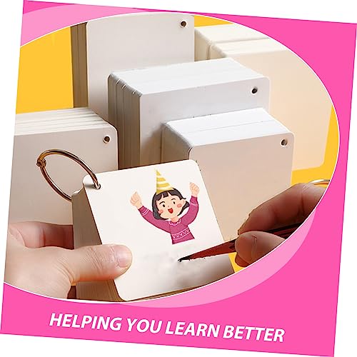 Hemoton Blank Flash Cards with Binder Rings Pre-hole Punched Notecards for Vocabulary Note Taking and Diy Projects Multipurpose Blank Cards for Study and Planning - size: 7.8X7.8X0.01CM