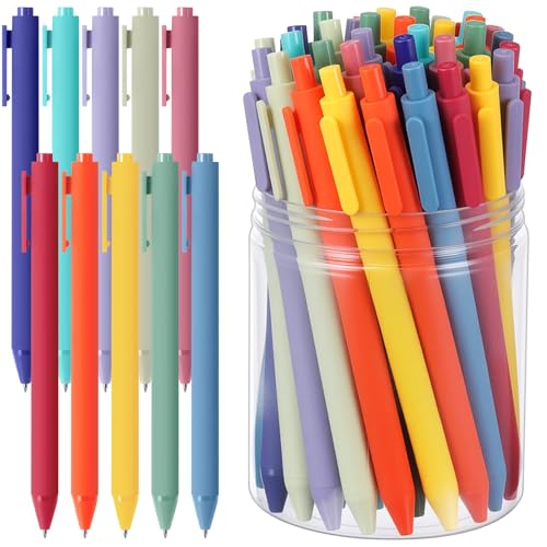Crtiin 50 Pcs Gel Pens Bulk, 0.5mm Fine Point Black Ink Pen with Assorted Colored Retractable Quick Dry Pens for Office Teacher, Journaling, Server, Classroom, Back to School Supplies (Rainbow Colors) - color: Rainbow Colors