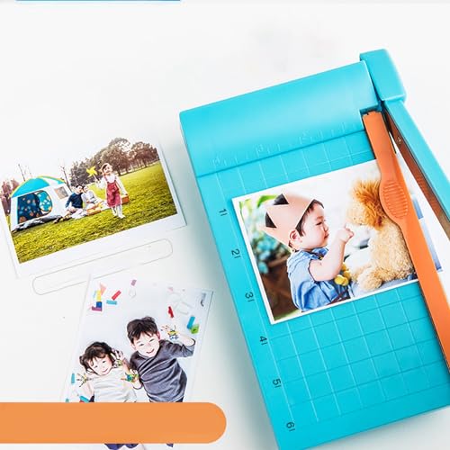 Portable Paper Cutter, Small Paper Trimmer Multipurpose Efficient Clear Scale High Accuracy A4 Paper Trimmer for Scrapbooking Craft Paper Photos DIY Projects School Office Use (Light Blue)