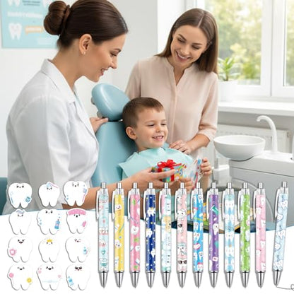 Dental Sticky Notes with Pens Gifts - Wxiben 24 Pcs Dental Assistant Ballpoint Pens Teeth Notepads Set Dental Hygienist Assistant Appreciation Gifts for Party Office Home Coworkers Women Doctor Nurse - color: Dental Assistant