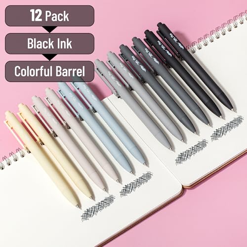 Mr. Pen- Retractable Gel Pens, 12 Pack, Black Ink | Monochrome Elegance Barrel, Fine Point 0.5mm, Fast Dry, Smooth Writing, Cute Pens for Drawing - color: Monochrome Elegance Barrel, Black Ink, size: 12 Pack