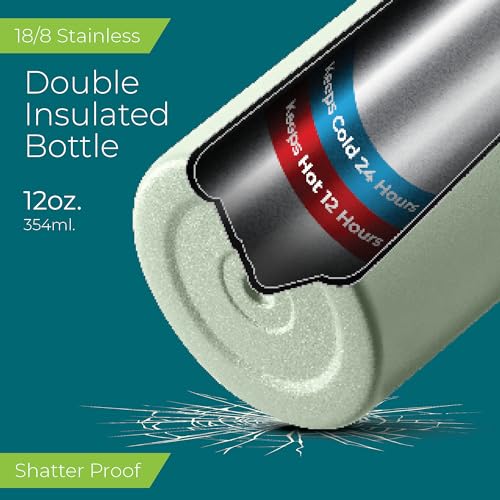 SIPX™ 12 oz Insulated Water Bottle with Straw Lid – Leakproof Stainless Steel, BPA-Free, Easy to Carry – Perfect for School, Camp, Sports & Travel – Green - color: Green