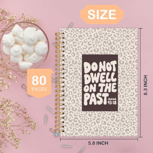 Christian Leopard Print Spiral Notebook for Women Men 5.5x8.3 Inch | Christian Gifts for Women Men,Isaiah 43:18 Bible Verse Religious Brown Cheetah Print Notebook Journal - color: Christian leopard print white