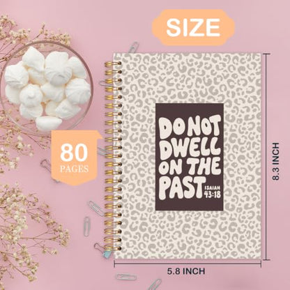 Christian Leopard Print Spiral Notebook for Women Men 5.5x8.3 Inch | Christian Gifts for Women Men,Isaiah 43:18 Bible Verse Religious Brown Cheetah Print Notebook Journal - color: Christian leopard print white