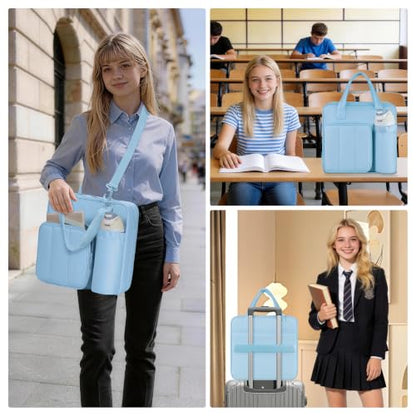 Upgraded Zipper Binder | 3-Inch & 2-Inch O-Rings, 600 Sheet Capacity Trapper Keeper with 13 Inch Laptop Sleeve & Water Bottle Holder, Binder Bag with Multi-Pockets & Shoulder Strap (Blue) - color: Blue
