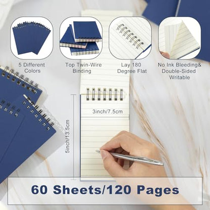 Tenceur 18 Pcs Pocket Notebook Bulk Small 3x5 Inch Spiral Notepads Mini Top Bound Notebook with Lined 120 Pages Ruled Memo Pads for Office College Nurse Essentials Back to School Gift (Blue) - color: Blue