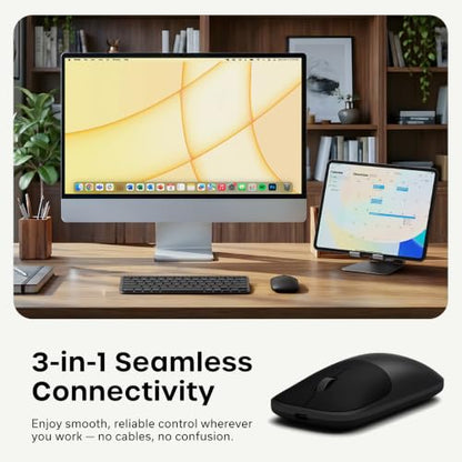 Satechi Slim EX Wireless Mouse, Multi-Device Bluetooth & 2.4GHz Connection for macOS, Windows, iPadOS, and Android, Quiet Clicks, Anodized Aluminum Shell, USB-C Rechargeable Battery, Space Black - color: Space Black