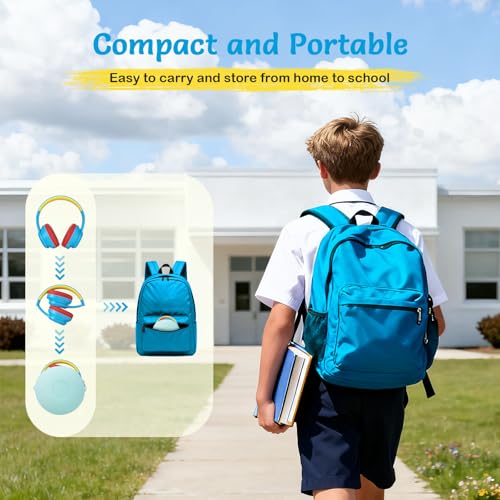 TONOSHARK Kids Bluetooth Headphones with Active Noise Cancelling, Wireless Over-Ear Headphones for Boys Girls, Foldable, Adjustable,for School Trave (Blue red) - color: blue red