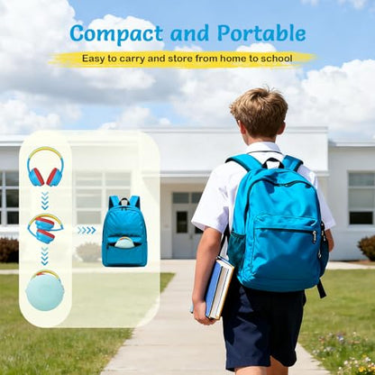 TONOSHARK Kids Bluetooth Headphones with Active Noise Cancelling, Wireless Over-Ear Headphones for Boys Girls, Foldable, Adjustable,for School Trave (Blue red) - color: blue red