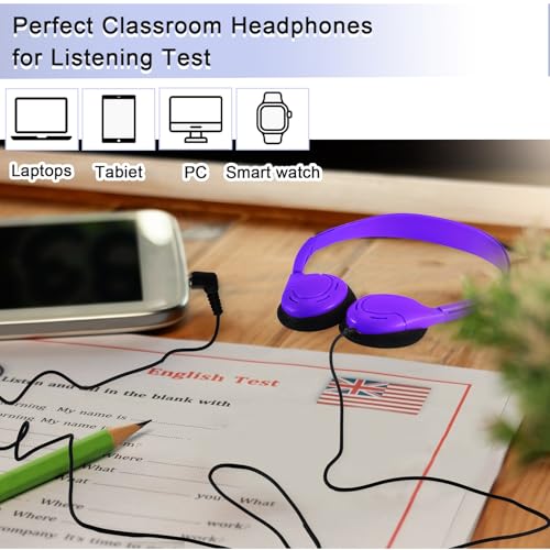 Yunsailing 10 Pack Bulk Over Ear Headphones Set On Ear Headsets Earphones with Adjustable Headband and 3.5mm Plug for Group Learning, Computer Lab, Library, Online Lesson (Multicolor) - color: Multicolor