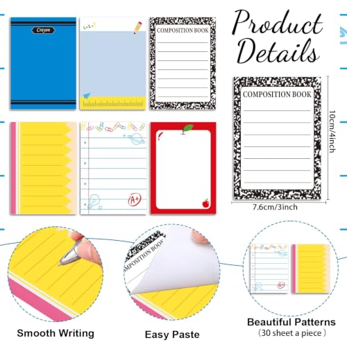 Wxiben Teacher Appreciation Gifts Set - 24 Pcs Back to School Sticky Notes with Pens Funny Teacher Ballpoint Pens Notepads Set Thank You Gifts for School Coworker Employee Office Supplies Party Favor - color: Back to School