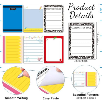 Wxiben Teacher Appreciation Gifts Set - 24 Pcs Back to School Sticky Notes with Pens Funny Teacher Ballpoint Pens Notepads Set Thank You Gifts for School Coworker Employee Office Supplies Party Favor - color: Back to School