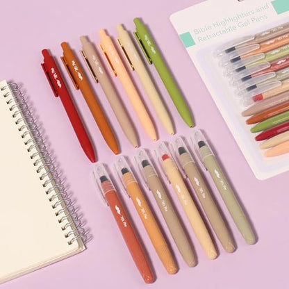 Mr. Pen- Bible Highlighters and Pens, 12 Pack, Bible Journaling Kit | 6 Colors Gel Highlighters No Bleed and 6 Colors Gel Pens, Fast Dry and No Smear for Journaling, Planner, School Supplies