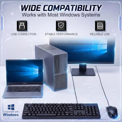 Tellegloww 48 Pcs Wired USB Keyboard and Mouse Combo Bulk 24 Corded QWERTY Keyboard 24 Mouse for Office Business Enterprise Workstation, Plug and Play Computer Peripherals for PC Desktop Laptop