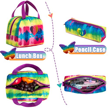 Backpack for Girls Elementary Preschool Kids Lunch Box for School - color: Butterfly Bag