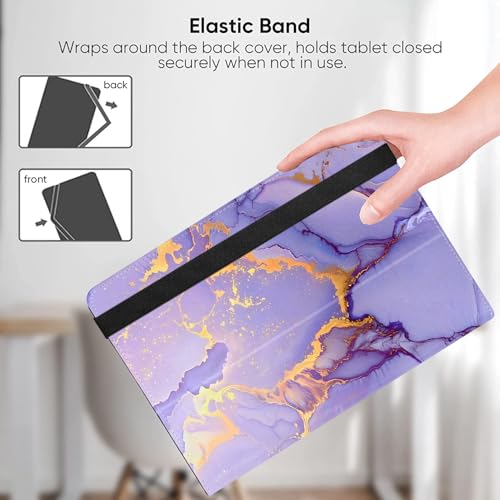Universal 10 10.1 Inch Android Tablet Case,Slim Folding Stand Cover for All 9"-10.5" Touchscreen Tablet Case with Stylus Pen Holder,Purple Marble - color: Purple Marble