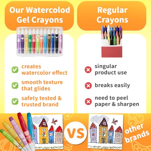 Water Silky Crayon Set, Multi-Color Art Drawing Twistable Craons, Washable, Smudge-Free, Non-Toxic Silky Crayons Art Supplies