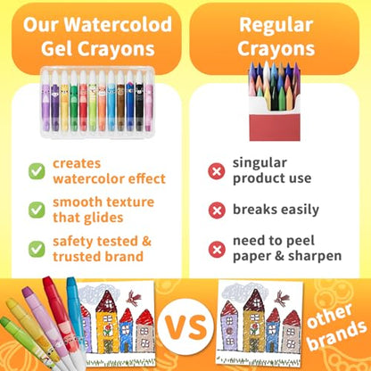 Water Silky Crayon Set, Multi-Color Art Drawing Twistable Craons, Washable, Smudge-Free, Non-Toxic Silky Crayons Art Supplies