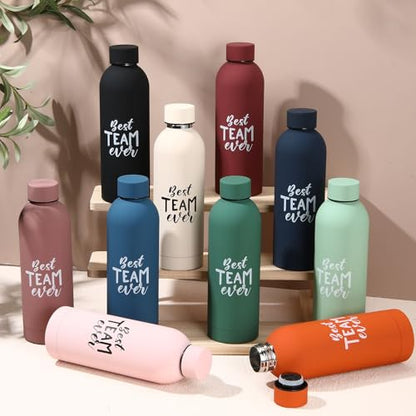 Bokon 10 Pcs Stainless Steel Water Bottle Bulk Teacher Employee Appreciation Gifts School Double Layer Vacuum 17 oz Small Mouth Sport Insulated Metal Reusable Flask Leakproof Lid - color: Trendy Color