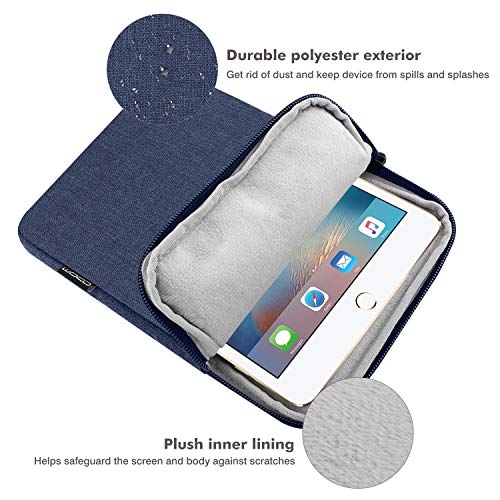 MoKo 7-8 Inch Tablet Sleeve Bag, Polyester Pouch Cover Case Fits iPad mini (A17 Pro) 8.3" 2024, iPad mini 6/5/4/3/2/1, Samsung Galaxy Tab S2 8.0, Tab A 8.0, ZenPad Z8s 7.9,Navy Blue - color: Navy Blue, size: 7-8 inch