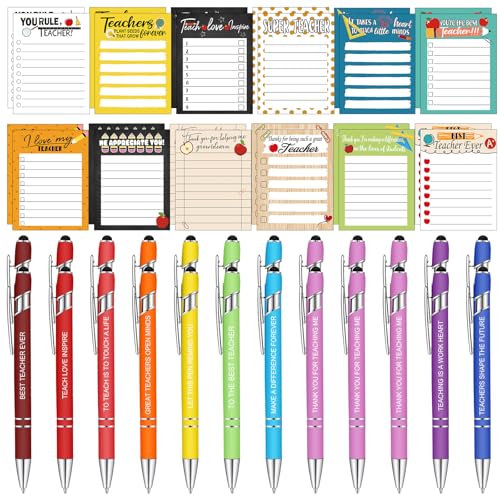 Geyee 24 Pcs Back to School Teacher Gifts Teachers Sticky Notes with Funny Pens 3 x 4 Inch Teacher Appreciation Gifts for Coworkers Employee Office Staff Work Team Appreciation Gift - style: Teacher